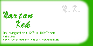 marton kek business card
